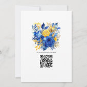 Royal Blue en Gold Floral Wedding Kaart (Achterkant)