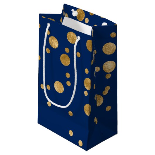 Royal Blue en Gold Foil Confetti Klein Cadeauzakje (Voorkant Gekanteld)