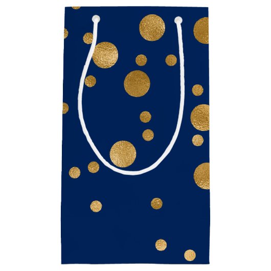 Royal Blue en Gold Foil Confetti Klein Cadeauzakje (Voorkant)
