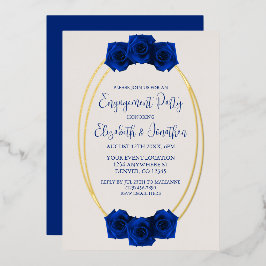 Royal Blue en Gold Geometric Engagement Party Folie Uitnodiging