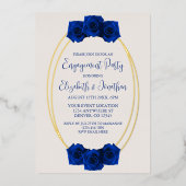 Royal Blue en Gold Geometric Engagement Party Folie Uitnodiging (Voorkant)