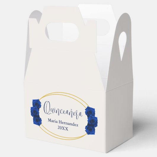 Royal Blue en Gold Geometric Quinceañera Bedankdoosjes (Geopend)