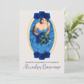 Royal Blue en Gold Geometric Quinceañera Bedankkaart (Staand voorkant)