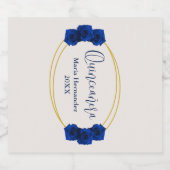 Royal Blue en Gold Geometric Quinceañera Bier Etiket (Enkel label)