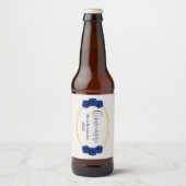 Royal Blue en Gold Geometric Quinceañera Bier Etiket (Voorkant)