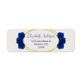 Royal Blue en Gold Geometric Quinceañera Etiket (Voorkant)