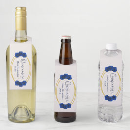 Royal Blue en Gold Geometric Quinceañera Flessenhanger