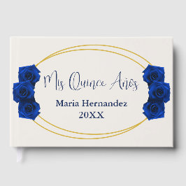 Royal Blue en Gold Geometric Quinceañera Gastenboek
