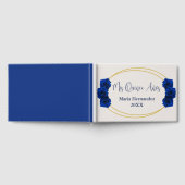 Royal Blue en Gold Geometric Quinceañera Gastenboek (Volledig)