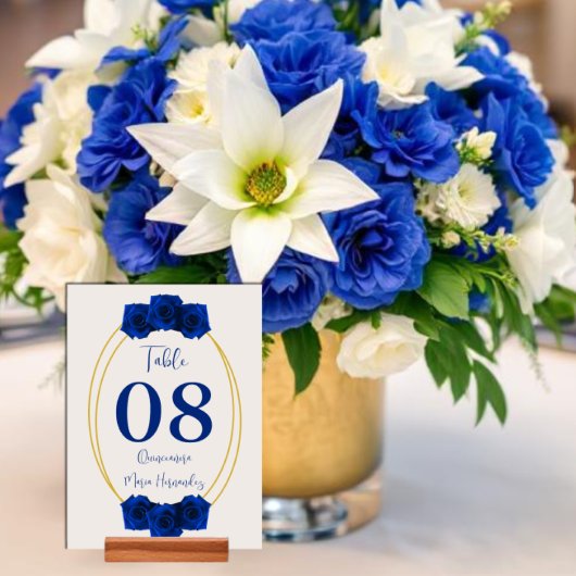 Royal Blue en Gold Geometric Quinceañera Kaart