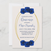 Royal Blue en Gold Geometric Quinceañera Kaart (Voorkant)