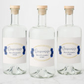 Royal Blue en Gold Geometric Quinceañera Likeurfles Etiket (Flessen)