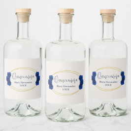 Royal Blue en Gold Geometric Quinceañera Likeurfles Etiket