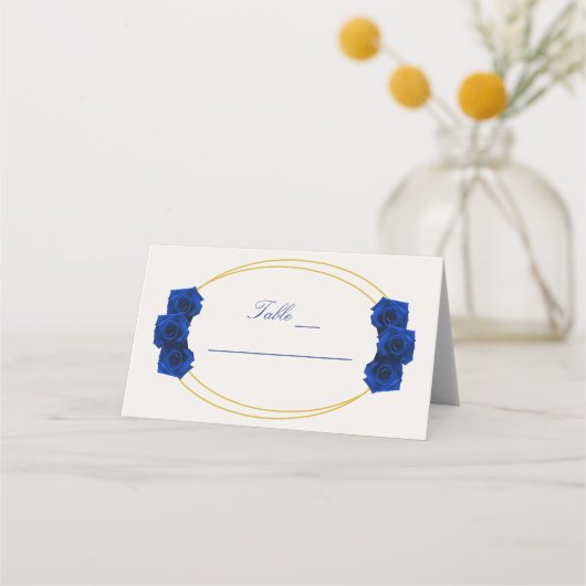 Royal Blue en Gold Geometric Quinceañera Plaatskaartje (Voorkant)