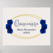 Royal Blue en Gold Geometric Quinceañera Poster (Voorkant)