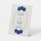 Royal Blue en Gold Geometric Quinceañera Reclamebord Met Voetstuk (Voorkant)