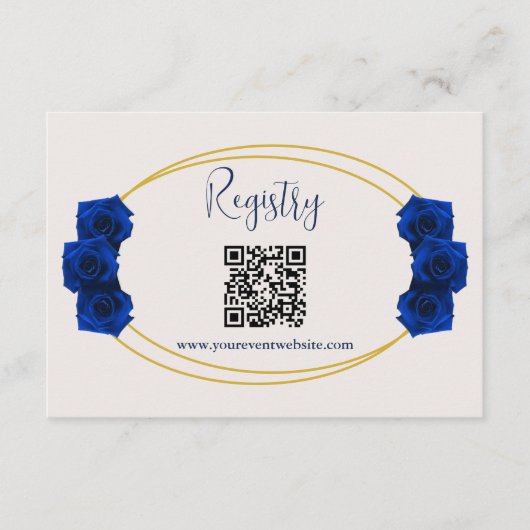 Royal Blue en Gold Geometric Quinceanera Registry Informatiekaartje (Voorkant)