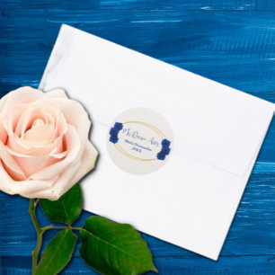 Royal Blue en Gold Geometric Quinceañera Ronde Sticker