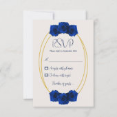 Royal Blue en Gold Geometric Quinceañera RSVP Kaartje (Voorkant)