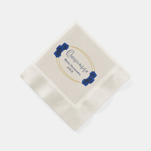 Royal Blue en Gold Geometric Quinceañera Servet (Hoek)