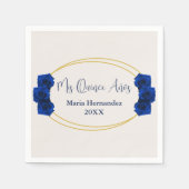 Royal Blue en Gold Geometric Quinceañera Servet (Voorkant)