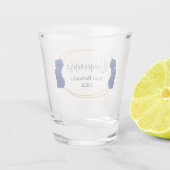 Royal Blue en Gold Geometric Quinceañera Shot Glas (Achterkant)