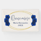 Royal Blue en Gold Geometric Quinceañera Spandoek (Horizontaal)