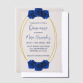 Royal Blue en Gold Geometric Quinceañera Vellum Uitnodigingen (Offset)