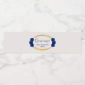 Royal Blue en Gold Geometric Quinceañera Waterfles Etiket (Enkel label)