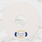 Royal Blue en Gold Geometric Quinceañera Wijnglaslabel (Voorkant)