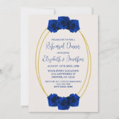 Royal Blue en Gold Geometric Rehearsal Dinner Kaart (Voorkant)
