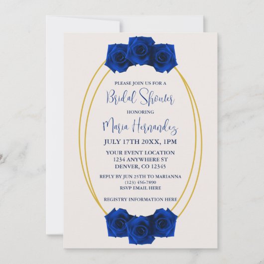 Royal Blue en Gold Geometric Vrijgezellenfeest Kaart (Voorkant)