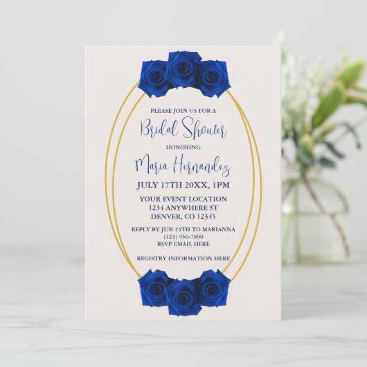 Royal Blue en Gold Geometric Vrijgezellenfeest Kaart (Staand voorkant)