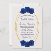 Royal Blue en Gold Geometric Wedding Kaart (Voorkant)