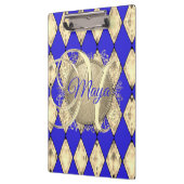 Royal Blue en Gold Glam Monogram Klembord (Links)