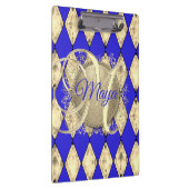 Royal Blue en Gold Glam Monogram Klembord (Rechts)
