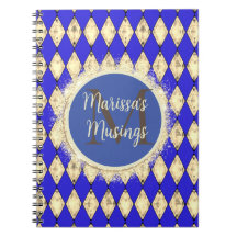 Royal Blue en Gold Glam Monogram Notitieboek