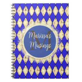 Royal Blue en Gold Glam Monogram Notitieboek