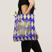 Royal Blue en Gold Glam Monogram Tote Bag (Dichtbij)