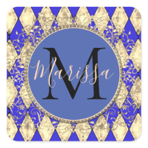 Royal Blue en Gold Glam Monogram