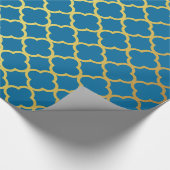 Royal Blue en Gold Glitter Quatrefoil Pattern Cadeaupapier (Hoek)