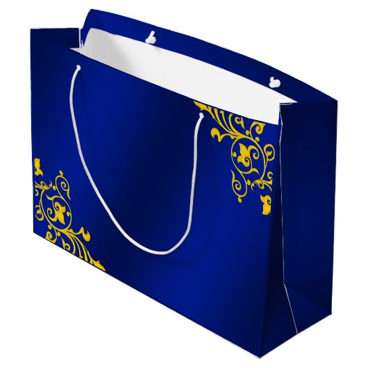 Royal Blue en Gold Groot Cadeauzakje (Achterkant Gekanteld)