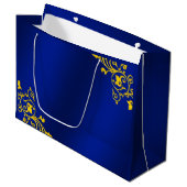 Royal Blue en Gold Groot Cadeauzakje (Voorkant Gekanteld)