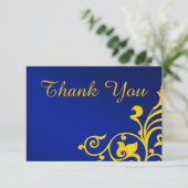Royal Blue en Gold Hartelijk dank Bedankkaart (Staand voorkant)