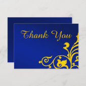 Royal Blue en Gold Hartelijk dank Bedankkaart (Voorkant / Achterkant)