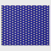 Royal Blue en Gold Hearts Pattern Cadeaupapier (Vlak)