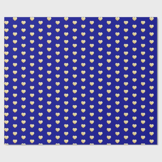 Royal Blue en Gold Hearts Pattern Cadeaupapier (Vlak)