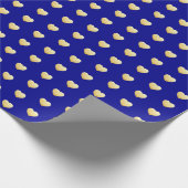 Royal Blue en Gold Hearts Pattern Cadeaupapier (Hoek)