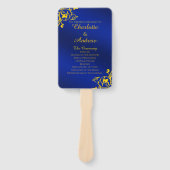 Royal Blue en Gold huwelijksprogramma Handwaaier (Voorkant)