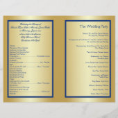 Royal Blue en Gold Joined Hearts Wedding Program (Achterkant)